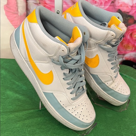 Nike White and Blue Sneakers with Yellow Highlights $75 - Picture 3 of 7